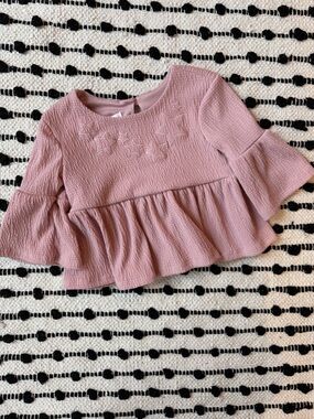 Bonnie Jean Girls Pink Ruffle Star Peplum Top